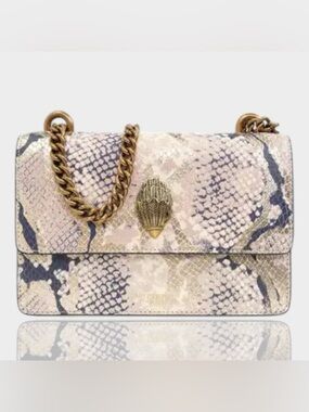 Kurt Geiger 🪢 EUC Pale Pink & Gold Snake-Print Shoreditch Shoulder Bag